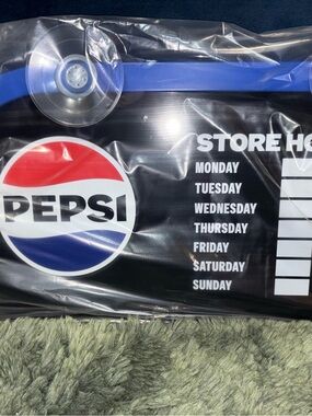 Pepsi Store Hours Sign 18”x10” Suction Cups Double Sided (NEW)